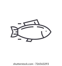 fish, tuna vector line icon, sign, illustration on background, editable strokes