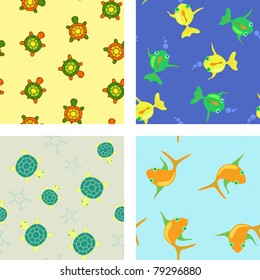 Fish and turtles. Pattern