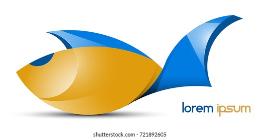 Fish in two colors, for logo, icon or design