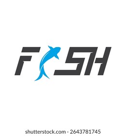 fish typography letter simple illustration design 