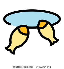 Fish under ice icon outline vector. Winter fishing. Ice hole color flat