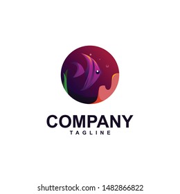Fish in under sea logo design