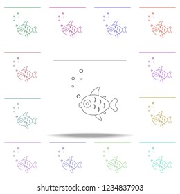 fish under water illustration. Element of sea animal for mobile concept and web apps. Thin line fish under water illustration can be used for web and mobile. Premium icon on white background