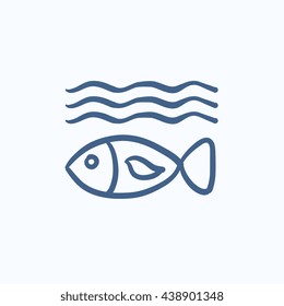 Fish under water vector sketch icon isolated on background. Hand drawn Fish under water icon. Fish under water sketch icon for infographic, website or app.