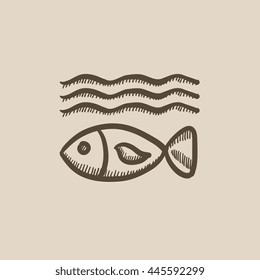 Fish under water vector sketch icon isolated on background. Hand drawn Fish under water icon. Fish under water sketch icon for infographic, website or app.