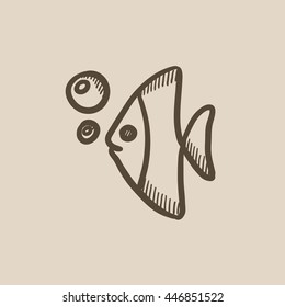 Fish under water vector sketch icon isolated on background. Hand drawn Fish under water icon. Fish under water sketch icon for infographic, website or app.