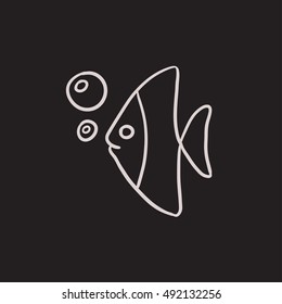 Fish under water vector sketch icon isolated on background. Hand drawn Fish under water icon. Fish under water sketch icon for infographic, website or app.