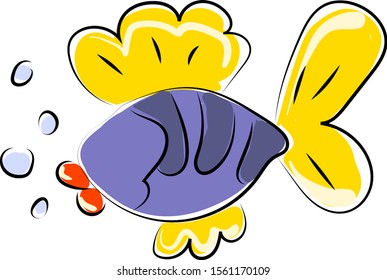 Pescado subacuático, ilustración, vector sobre fondo blanco.