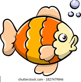 Fish underwater, illustration, vector on white background