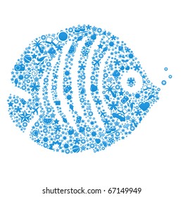 Fish From Vacation Icons, Isolated On White Background, Vector Illustration