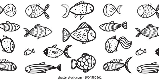 Fish Variety different fish sorts and types. vector illustrations.