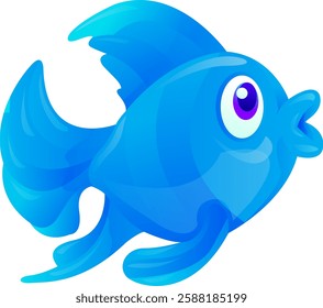 Fish Vector Blue Draw Graphic Cute Funny amusing animal animated animation b bubbles character cheerful children clip-art comics corals depth diver diving drawing fairy icon animal underwater water