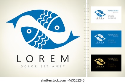 Fish vector with business card template.