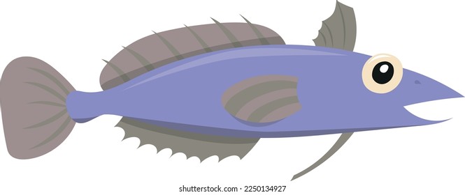 Fish vector cartoon illustration with antarctic spiny icefish (Chaenodraco wilsoni) isolated on white background. Cartoon animal.