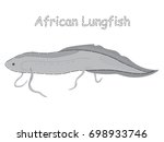Fish vector cartoon illustration t shirt design for kids with saltwater animal african lungfish fish theme