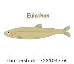Fish vector cartoon illustration t shirt design for kids with aquatic animal eulachon fish isolated on white background, different types of fish education for your children and other uses