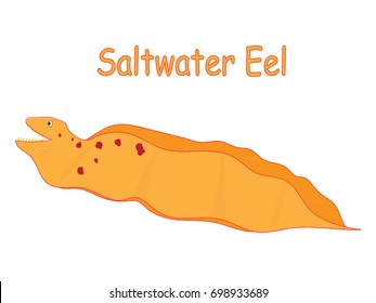 Fish vector cartoon illustration t shirt design for kids with saltwater animal eel theme