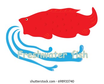 Fish vector cartoon illustration t shirt design for kids with freshwater animal icon fish theme