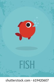 Fish vector children card