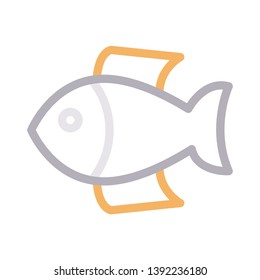 fish vector color line icon