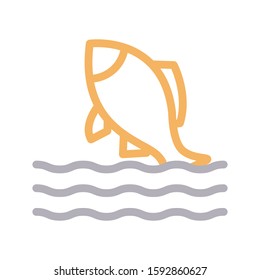 fish vector color line icon 