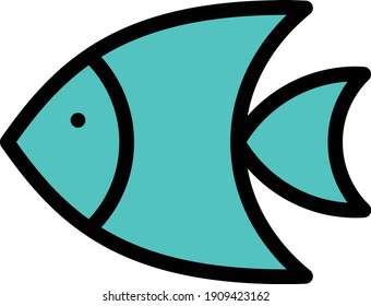 icono de línea de color de vector de pescado