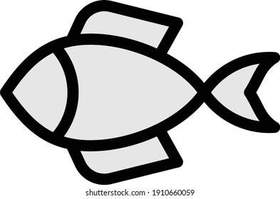 fish vector color line icon