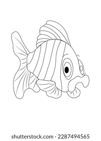 FISH VECTOR  COLORING PAGE AND VECTOR LINE ART