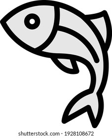 fish vector colour line icon