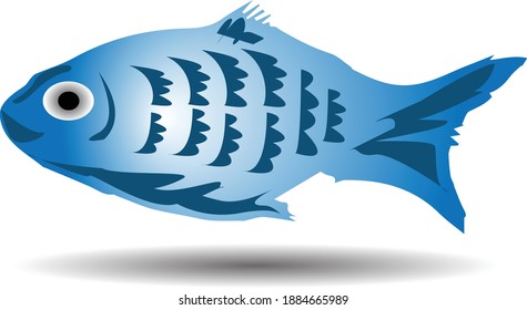 fish vector design for banner with shadow