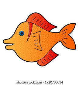 fish vector design. digital hand drawn. halftone texture