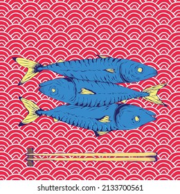 diseño de vectores de peces de estilo japonés