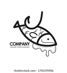 Fish vector design logo template. Seafood restaurant idea.
