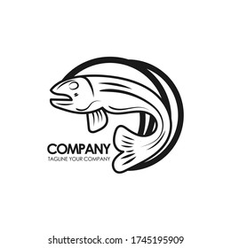 Fish vector design logo template. Seafood restaurant idea.