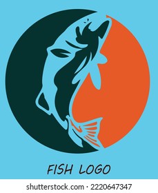 Fish vector design logo template. Seafood restaurant idea.