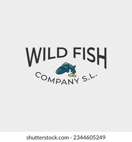 Fish vector design logo template. Seafood restaurant idea Brown Trout Logo. Unique