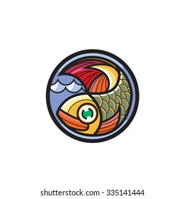 Fish vector design logo template. Seafood restaurant idea.