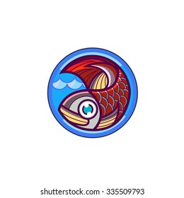 Fish vector design logo template. Seafood restaurant idea.