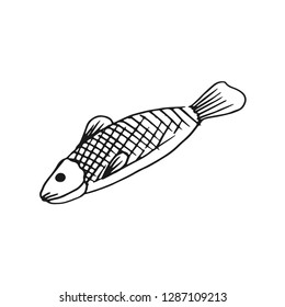 fish vector doodle sketch isolated on white background