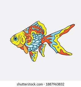 fish vector with ethnic style and bright colors