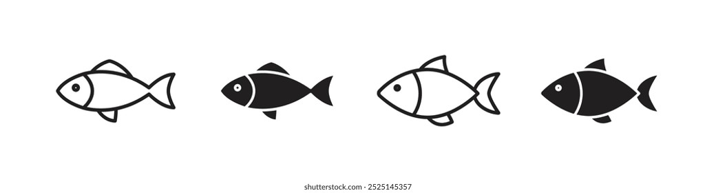 Fish vector filled and outlined icons collection