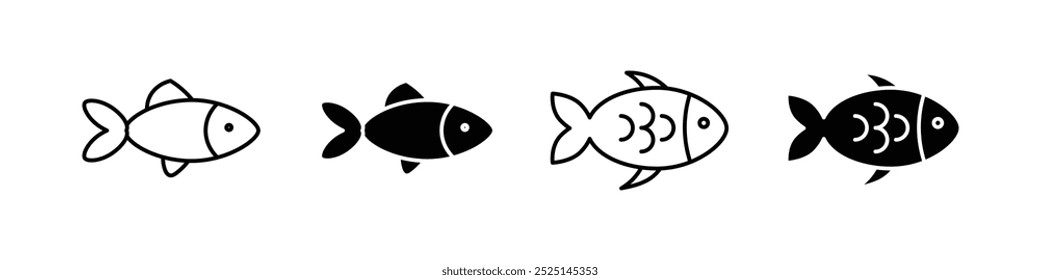 Fish vector vector filled and outlined iconss collection