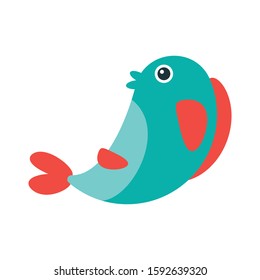 fish vector flat color icon 