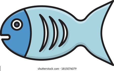 fish vector flat color icon 