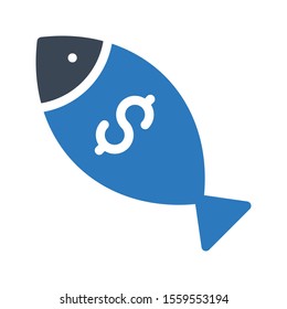 fish vector glyph colour icon 