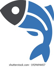 fish vector glyph colour icon