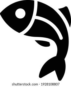 icono plano de glifo vector de peces