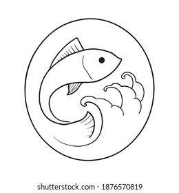 fish vector graphic design illustration, icon, art tattoo sketch, hand draw, use in print