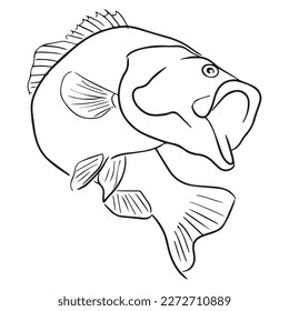 diseño gráfico de vectores de peces, dibujo de tatuajes de arte, dibujo a mano, uso de impresión