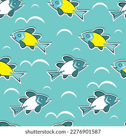 Gráficos vectores de peces, hobby de pesca, patrón de peces, imagen perfecta, fondo.